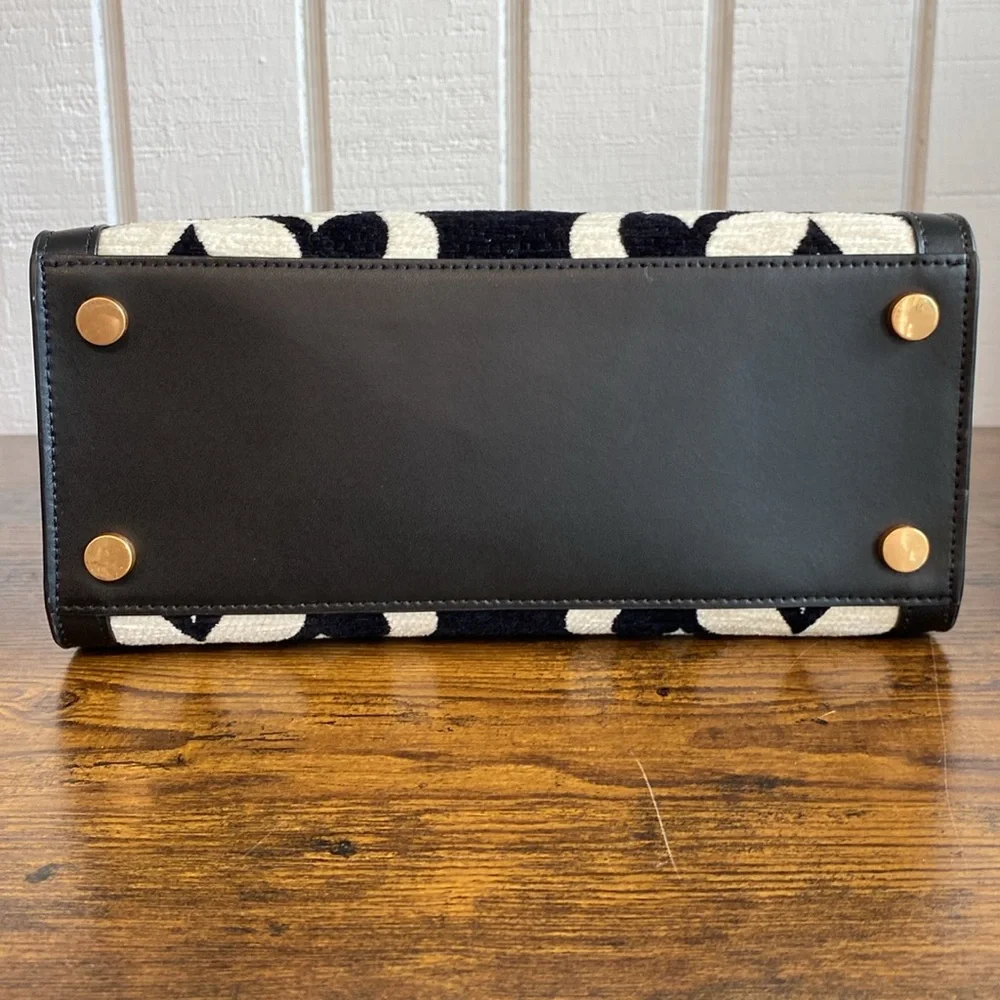 Kate Spade Manhattan Spade Flower Monogram Chenille Small Tote Black Cream Gold - Picture 6 of 15